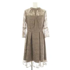 ルイルエブティック RUIRUEBOUTIQUE バックリボン総レースワンピース 膝丈 長袖 グレージュ モカ /DO ■OS