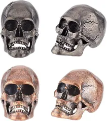 OLYCRAFT 4個2色 スカルビーズ パラコードビーズ 6mm穴 スペーサービーズ メタル合金ビーズ 真鍮ナイフビーズ 大穴ビーズ ルースビーズ ジュエリー作成 アクセサリー ブレスレット ネックレス( スケル)