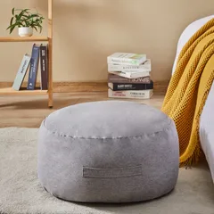 新品 Topfinel 布団収納袋 クッションになる布団収納ケース ふとん収納 布団衣装ケース 羽毛ふとん収納 持ち手付き ふた付き 円形 ライトグレー(直径58×28cm)