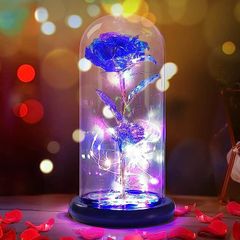 枯れない花 バラ造花 LEDライト 電池式 ローズ造花 薔薇 花束 フラワーライト フラワーギフト バレンタインデー 母の日 誕生日 結婚記念日 クリスマス お祝い プレゼント 女性 妻 彼女への贈り物(青いバラ+暖かい白ライト)