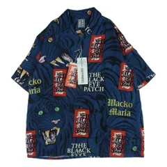 WACKO MARIA ワコマリア 22SS WM-HI01 BLACK EYE PATCH ブラックアイパッチ HAWAIIAN SHIRT S/S ハワイアン レーヨン アロハ 半袖 シャツ ネイビー系 L【中古】