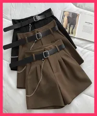 ★スタッフおすすめ★ ハイウエスト ショートパンツ レディース ミニ丈パンツ 美脚/脚長見え ボトムス/韓国春夏パンツ人気 タックショートパンツ ベルト付き ベー おすすめ おしゃれ　人気 上品 1SUYUZI-003