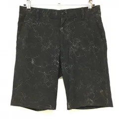 【美品】アディダス ハーフパンツ 黒×白 大理石柄風 ストレッチ ウエスト内側ゴム メンズ 79 ゴルフウェア 2023年モデル adidas