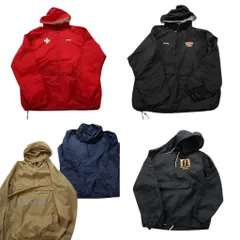 古着卸 まとめ売り アノラックパーカー ジャケット 5枚セット (メンズ S ) チャンピオン ワンポイント 英文字 ブラック 中古 古着 NB2742