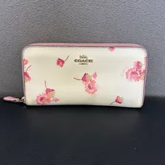 最終お値下げ　COACH 長財布　花　白　ピンク