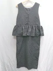 ◇ La-gemme ラジェム ペプラム ノースリーブ 膝下丈 ワンピース 表記なし ブラック レディース P  【1408200030022】