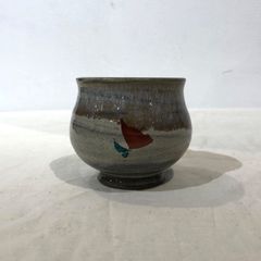 与那覇朝一　赤絵湯呑　古作　やちむん