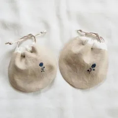 リネンのまぁるい巾着