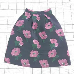 ◇ Θ IENA イエナ 花柄 膝下丈 フレア スカート サイズ36 ネイビー パープル系 マルチ レディース E  【1509100074618】