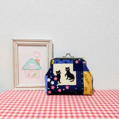 がま口（和柄＊パッチワーク風＊黒猫＊桜＊青系）