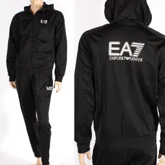 EMPORIO ARMANI EA7 エンポリオアルマーニ スウェットスーツ ブラック 6DPV70 PJHCZ 1200 トラックスーツ ダブルジップ開閉 トラックジャケット パーカー パンツ 上下セット セットアップ メンズ【新品・未使用・正規品】売れ筋