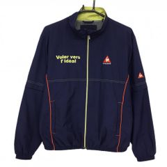 ルコック 2WAYジャケット ネイビー ストライプ織生地 裏メッシュ 袖着脱可 メンズ M ゴルフウェア le coq sportif