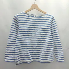 ◇ Θ N<!-利用不可文字-!>MES ニーム ボーダー柄 サイドスリット花柄 長袖 Tシャツ サイズ 表記なし ホワイト ブルー系 レディース E  【1412090063749】