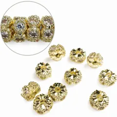 ロンデル 錆びない 4mm ゴールド 金 10個入り 平型 ラインストーン スペーサービーズ メタル 手芸 クラフト用品 手作り 素材CB-059