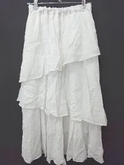 ◇ ⊂ NICE CLAUP ナイスクラップ ウエストゴム ロング ティアード スカート サイズF ホワイト レディース E  【1411130018459】