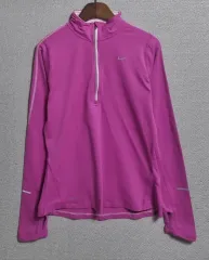 S ) NIKE(ナイキ) ランニング ピンク 機能性 ハーフジップ 長袖Tシャツ