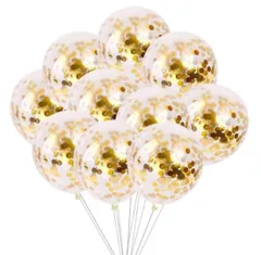 【新着商品】金色紙吹雪入れ 風船 バルーン 10個セット スパンコールバルーン誕生日 飾り付けきらきら風船 ゴールド