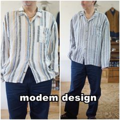 モデムデザイン　 modemdesign 　麻シャツ　オープンカラーシャツ　2410461