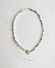 淡水パール × chain mantel necklaceネックレス