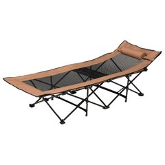 【在庫セール】完成品 レジャー 収納バッグ付 ツーリング 【工具・組み立て一切不要】 幅61×奥行185×高さ50 テントベッド キャンプコット ブラウン コット アウトドアベッド LOB-4439BR 萩原