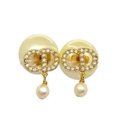 ディオール Dior トライバル ピアス メタル レジンパール E1732TRICY_D301 ゴールド ラインストーン CDロゴ【中古】