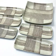 ◼︎新品未使用保管品◼︎【美濃焼】前畑陶器　庫山窯（余白）　糸巻　角盛鉢1枚・焼物皿揃5枚セット