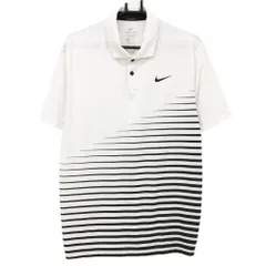 【超美品】ナイキゴルフ 半袖ポロシャツ 白×黒 前面一部ボーダー 襟一部パンチング DRY-FIT メンズ XL ゴルフウェア NIKE