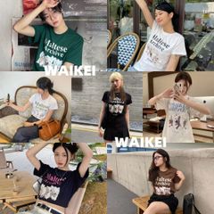 新品 韓国 WAIKEI 人気 半袖 Tシャツ ファッション 韓国 人気 【7色選択可能】