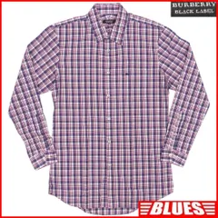 廃盤 バーバリーブラックレーベル シャツ L 長袖 チェック 刺繍 TJ984