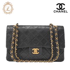 CHANEL シャネル   チェーンショルダーバッグ  マトラッセ  ダブルフラップ 25cm ラムスキン  黒 （ゴールド金具） レディース バッグ レディース【中古】【送料無料】