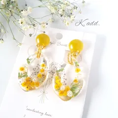 【再販】フラワーフープのイヤリング/ピアス～イエロー