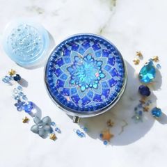 再販★　ブルー曼荼羅のピルケース　レジンピルケース　レジンハンドメイド　ハンドメイドピルケース　小物入れ