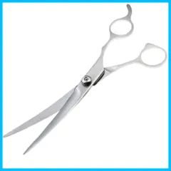 【速発送】C プロ仕様 ペット用 トリミング ハサミ カーブシザー 顔周り 足回り 目元 丸みを出しやすいカーブ型の刃 トリマー 犬 猫 ペット用 全長19cm 上カーブハサミ