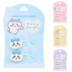 マスコットスリーピン 2P ちいかわ ハチワレ うさぎ モモンガ ヘアピン ヘアクリップ 前髪 髪留め 髪飾り ヘアアクセサリー グッズ キャラクター 女の子 かわいい おしゃれ