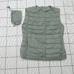 ◇ Θ UNIQLO ユニクロ 2021年モデル ノースリーブ ウルトラライトダウンコンパクトベスト サイズ10 カーキ系 レディース E  【1508260027731】