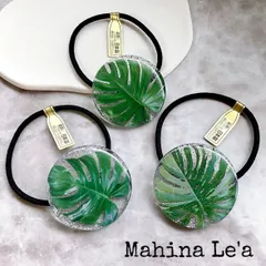 モンステラ ヘアゴム ハンドメイド 班入りモンステラ ヘアアクセサリー ハワイアンアクセサリー Hawaiianアクセサリー レジン フラ フラダンス