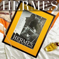 ＜1931 広告＞HERMES エルメス ポスター ヴィンテージ アートポスター フレーム付き 額縁 インテリア モダン おしゃれ かわいい 壁掛け ポップ  レトロ モノクロ モノトーン オレンジ