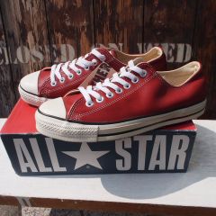 90s Deadstock USA製【CONVERSE】ALLSTAR LEATHER ビンテージ コンバース レザー オールスター  スニーカー  赤◆US-8 1/2  (27cm)