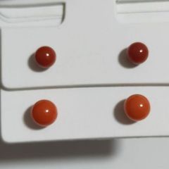 5305 国産天然赤珊瑚 スタッドピアス 両耳用 ゴールドk18 - メルカリ