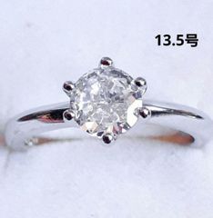 18KRGPホワイトゴールドラウンドカット 小ぶりなジルコニアリング13.5号