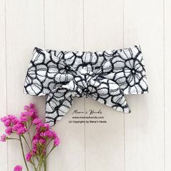 おしゃれな モノトーン 花柄 刺繍 綿100% ネッククーラー 夏 保冷剤・冬 カイロ 対応 スカーフ