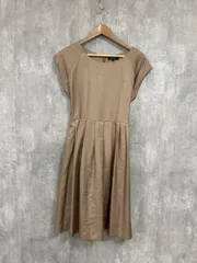 green label relaxing グリーンレーベルリラクシング ユナイテッドアローズ シャンタン Ｗ／リボン プリーツ Aライン ワンピース size40/茶 ■◆ レディース