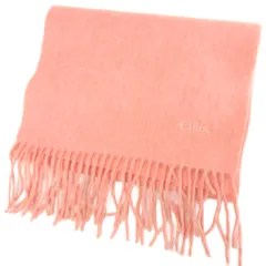 クロエ CHLOE 美品 マフラー ストール フリンジ ロゴ刺繍 ピンク 小物 ☆AA★のサムネイル