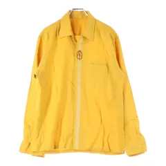 NO BRAND (ノーブランド) 70S VINTAGE ヴィンテージ エンブレム刺繍 比翼 オープンカラー長袖シャツ マスタード