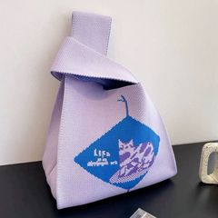 【バッグ 】猫 Eco bag ニット ハンドバッグ レディースバッグ エコバッグ キャット ネコ ねこ 猫グッズ ねこ雑貨 千葉 cat goods