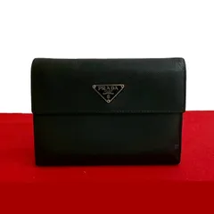 美品 PRADA プラダ コインケース 三角ロゴ サフィアーノ レザー ブラック 極美品/箱・ギャラ付き✨プラダ コインケース 三角ロゴ