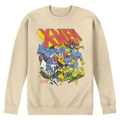 【送料無料】 マーベル メンズ Tシャツ トップス Men's Marvel X-Men Group Retro Crew Fleece Sweatshirt Cream