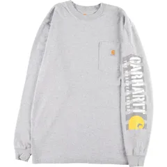 古着 カーハート Carhartt ORIGINAL FIT 袖プリント 無地ポケットロングTシャツ ロンT メンズL/eaa368779