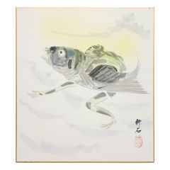 作者不明　河童　東京かっぱくらぶ　肉筆　直筆　サイン　色紙　河童美術展覧会 作者不明河童東京かっぱくらぶ肉筆直筆サイン色紙河童美術展覧会
