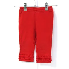 ファミリア パンツ ボトムス ストレッチ 裾フリル ベビー 女の子用 90サイズ レッド Familiar 【中古】
